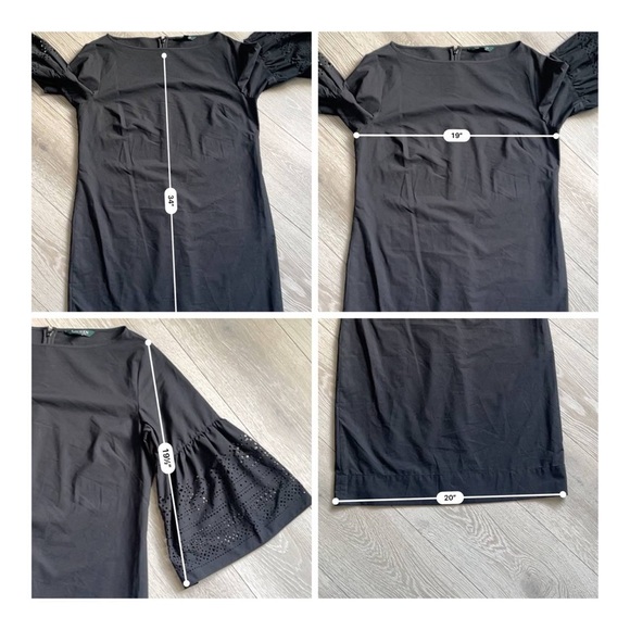 Lauren Ralph Lauren Dress Womens 8 3/4 Bell Sleeve Boho Shift Knee Length Black - Picture 6 of 7